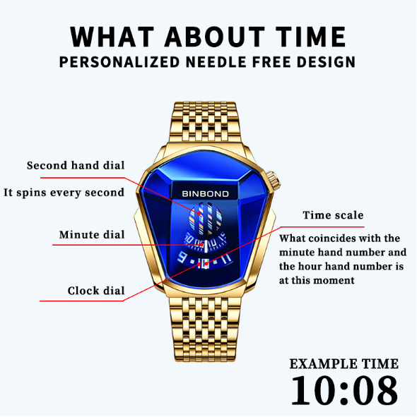 Men's Trendy Fashion Watch Funky Designer Wristwatch Includes Strap Adjuster
