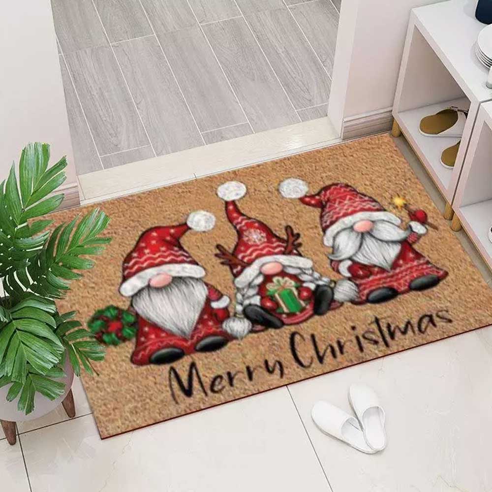 Non Slip Flannel Carpet Merry Christmas Door Mat Floor Rug Xmas Home Decoration