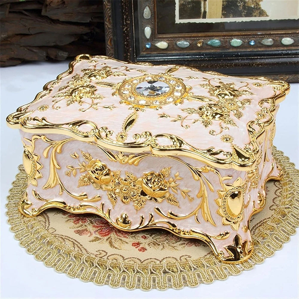 Jewellery Storage Box – Vintage Alloy Organiser, Ring Necklace Case Gift