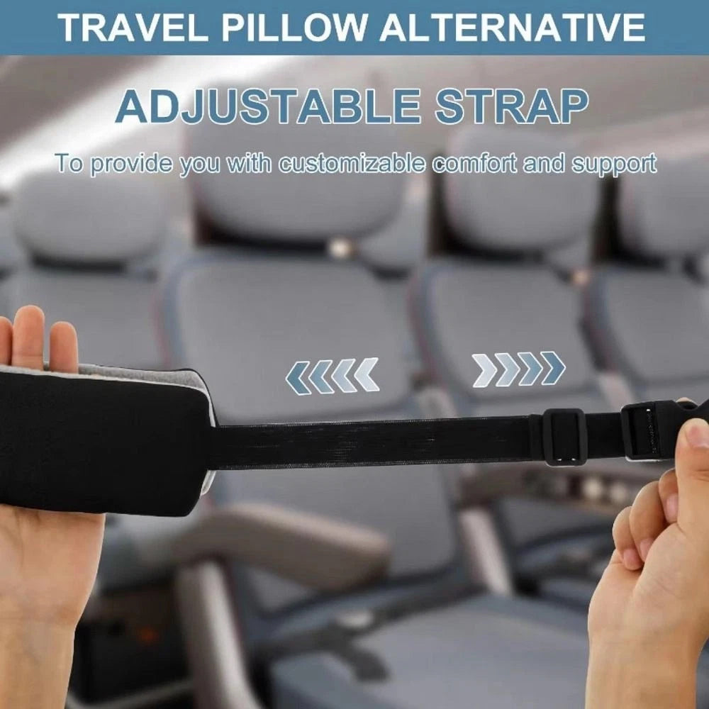 Neck Support Travel Pillow – Adjustable Head Strap for Airplane, Portable