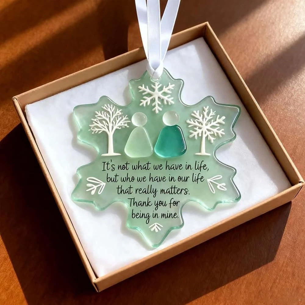 Snowflake Shaped Sea Glass Friendship Decor Christmas Tree Hanging Ornament