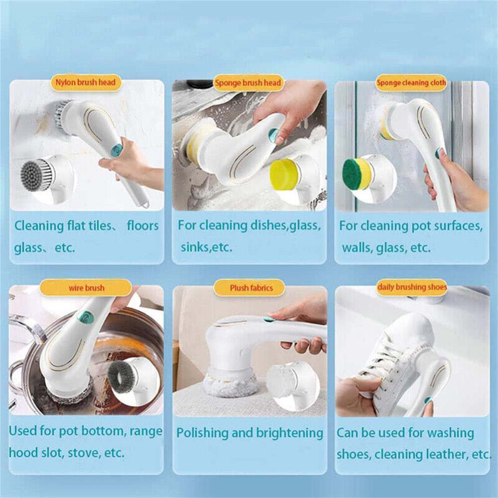 Electric Spin Scrubber Cordless Cleaning Brush Rotating Home Bathroom Clean USB