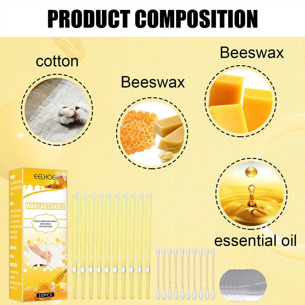 Pack of 10 Candle Ear Candles Beeswax Candling Cones Ear Treatment AU