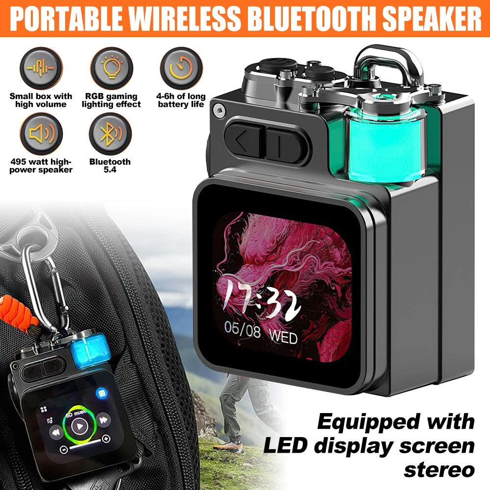 Outdoor Wireless Bluetooth Mini Speaker - Alarm Clock, RGB Lamp & App Control