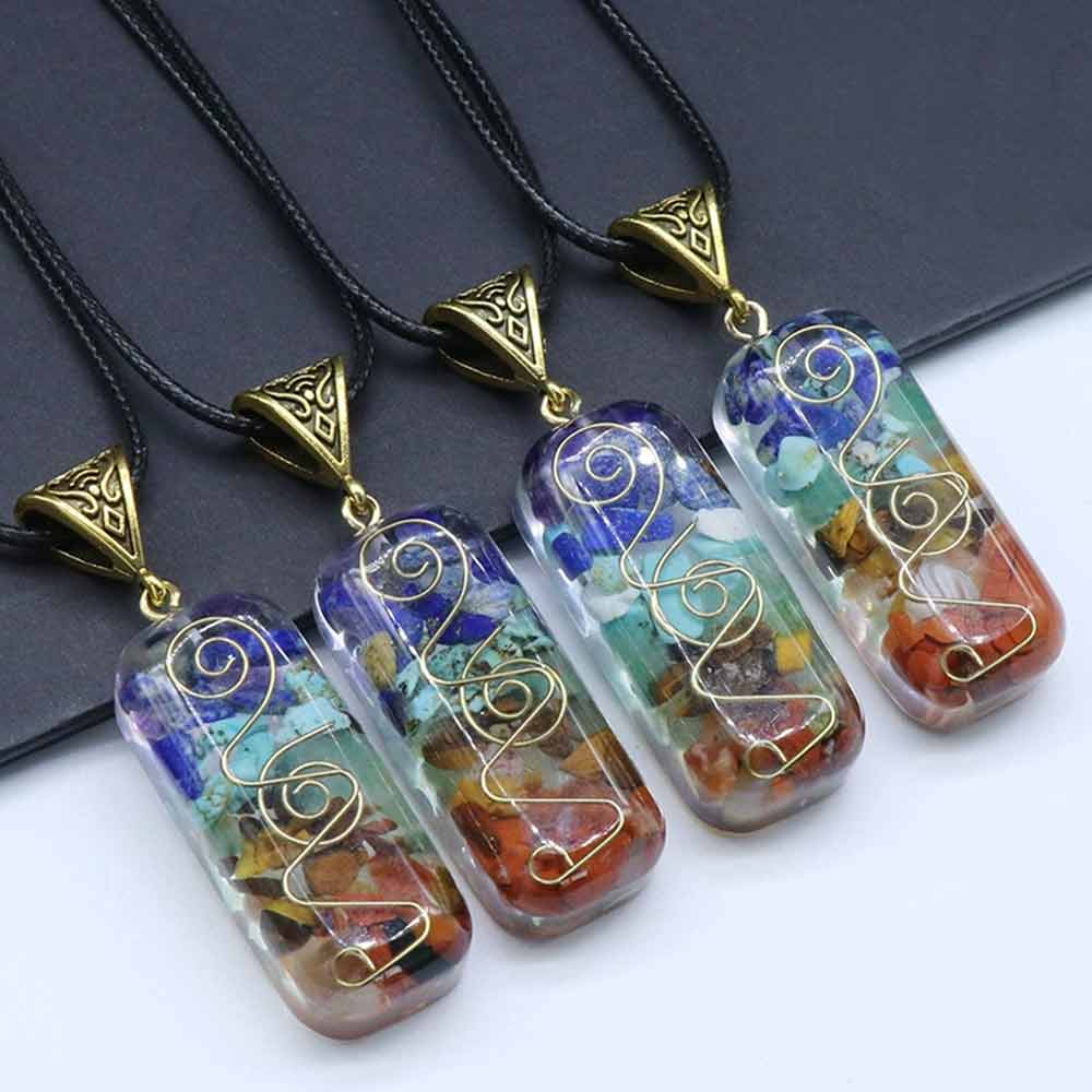 7 Chakra Crystal Necklace –1PC  Healing Stone Energy Pendant for Yoga & Meditation