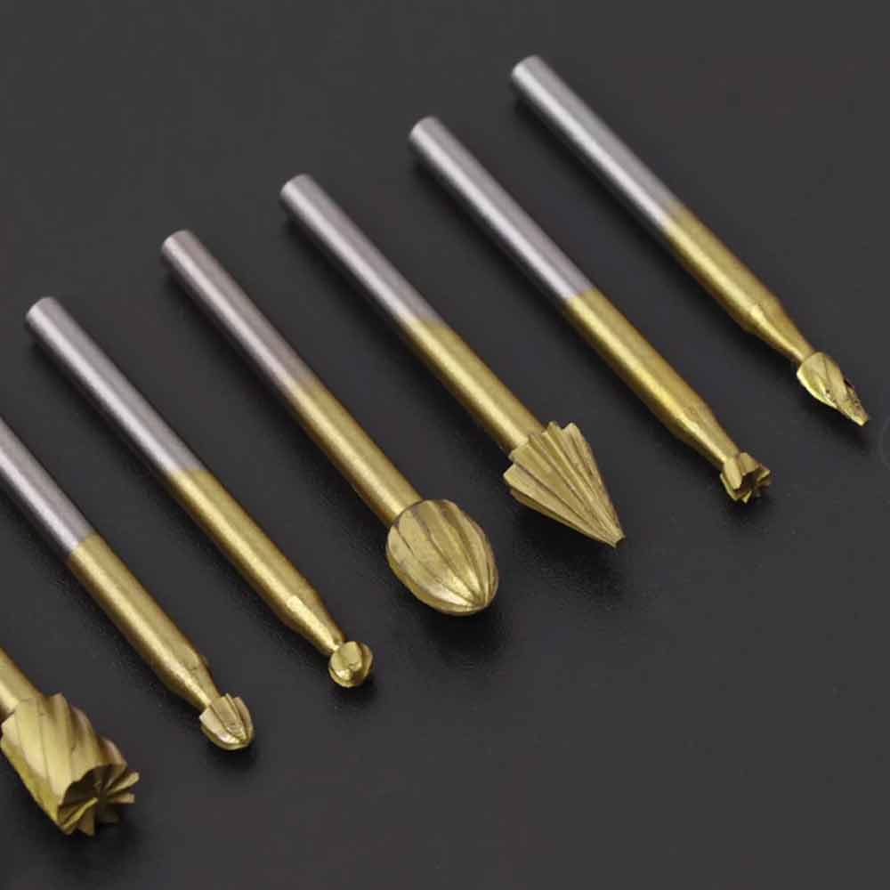 10Pcs HSS Routing Wood Carving Tools Rotary Drill File Router Bit For Dremel