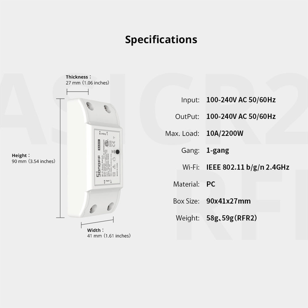 SONOFF Basic R2 10A Wireless Smart Switch WiFi Light Switch Universal DIY Module