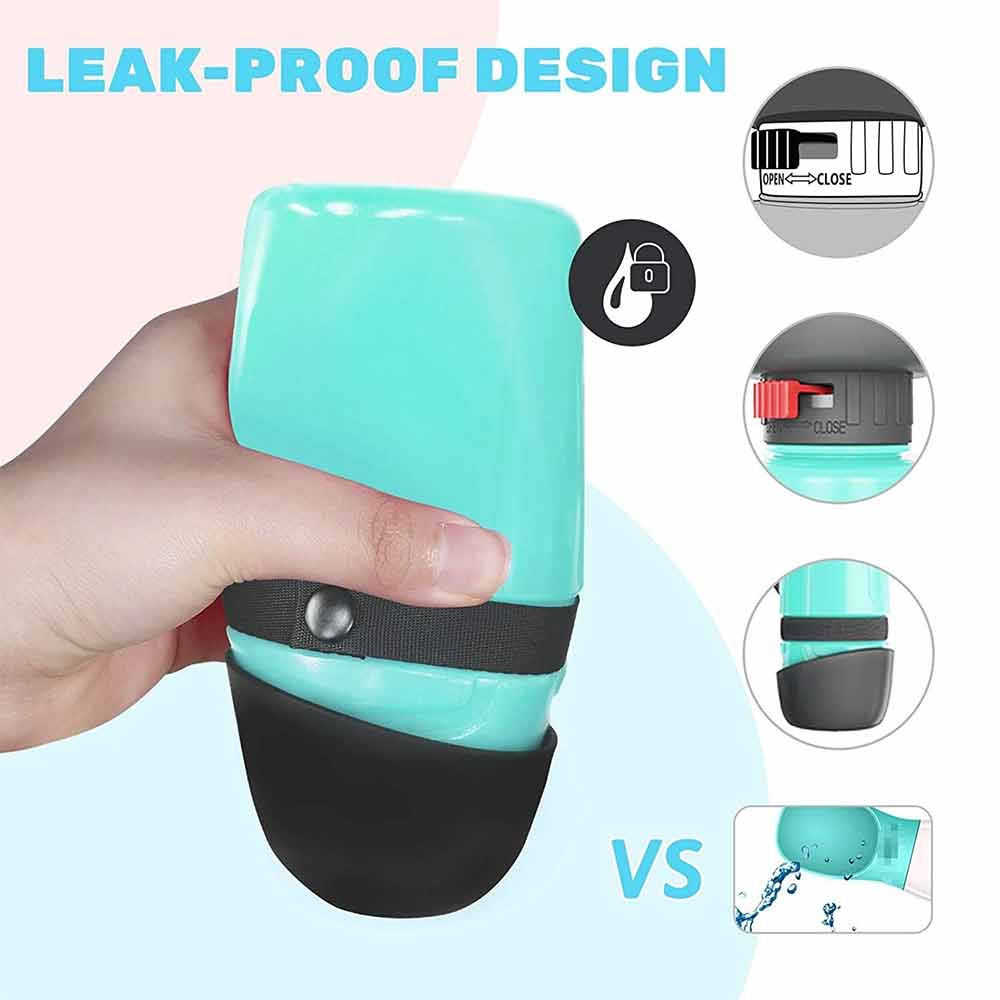 Portable Dog Water Bottle – 520ml Travel Dog Water Bottle with Foldable Bowl