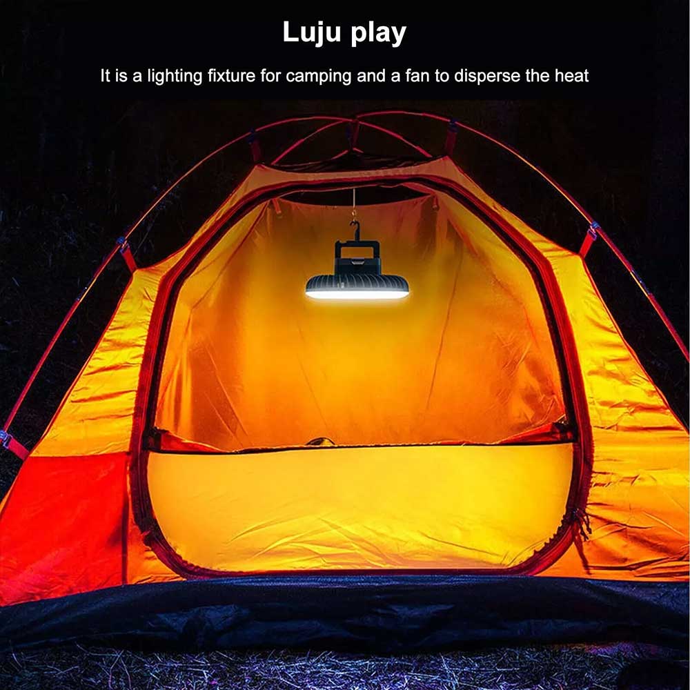 Portable Solar 1200mAh Outdoor Camping Fan LED Light Tent Lantern USB Rechargeable W/ Hook