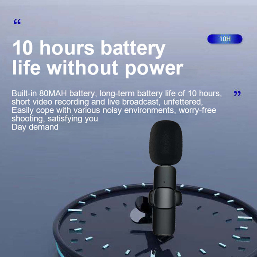 Wireless Lavalier Microphone Mini Mic For Android iPhone ipad Vlog Live Stream