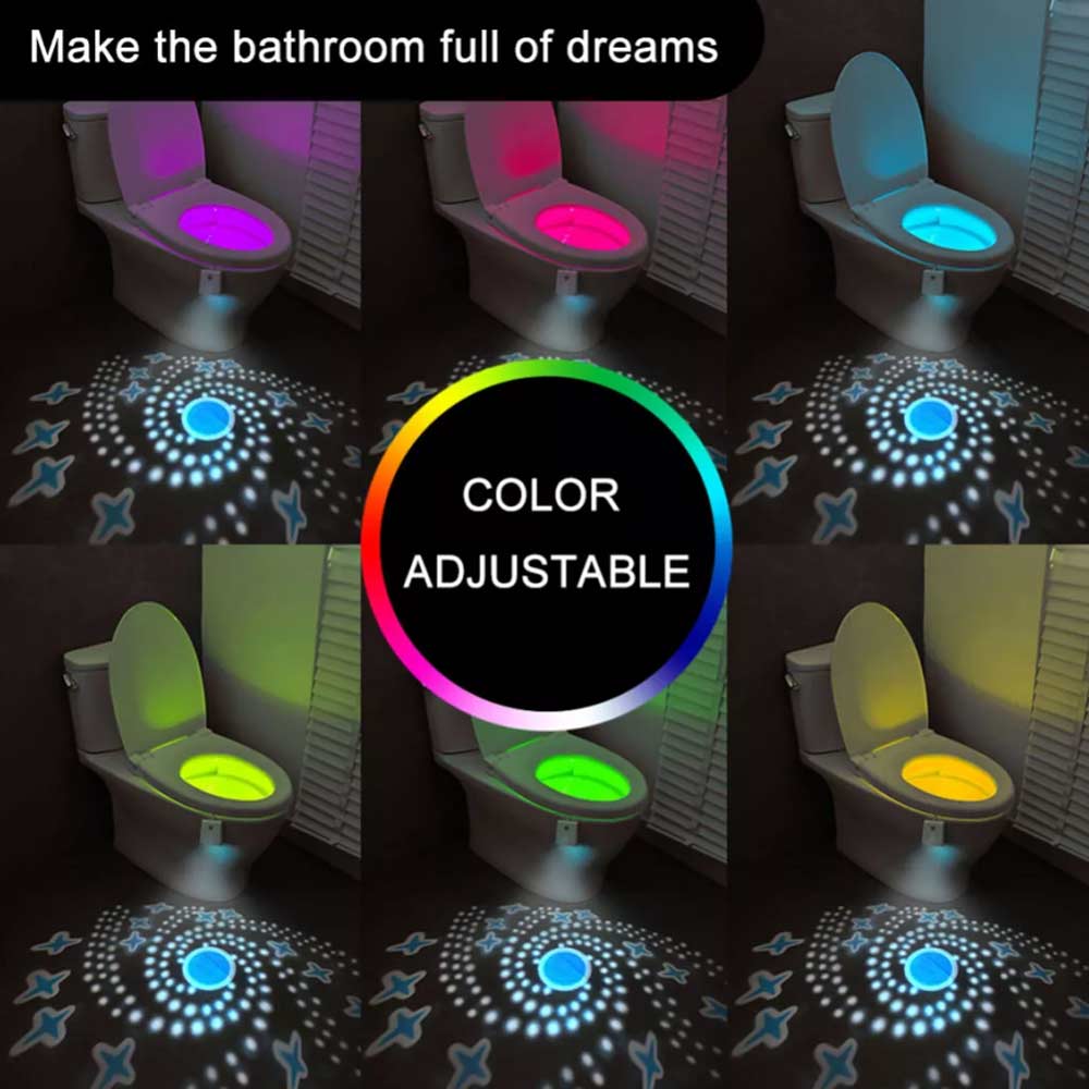 Toilet Bowl LED Night Light Motion Activated Seat Sensor Bathroom Lamp Light Rechargeable