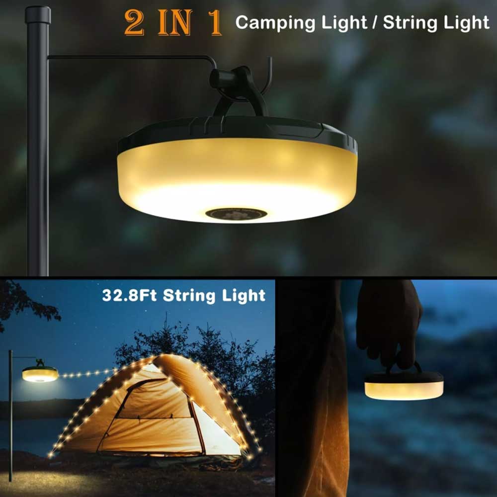Stowable String Warm Light 10m Outdoor Portable Waterproof Camping String Lights