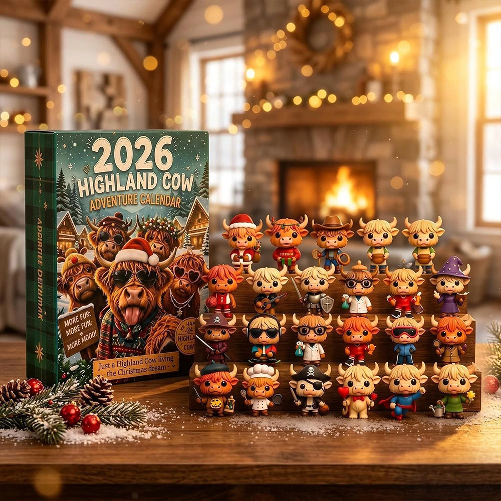 3D Highland Cow Advent Calendar 2026 – 24-Day Christmas Countdown with Figures