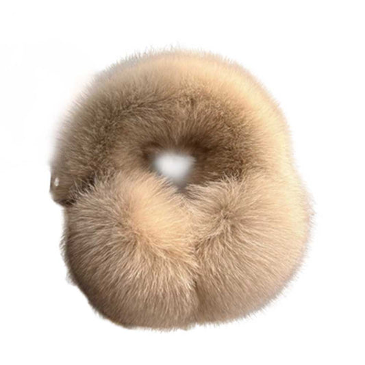 Fox Fur Earmuffs - Full Cover Warm Earflap Headband with Fur Collar