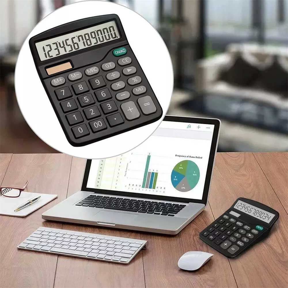 Solar Electronic Desk Calculator Extra Large Display Business Battery 12 Digit