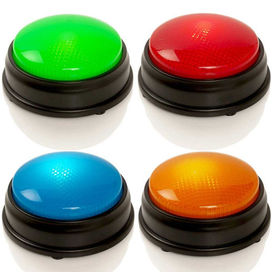 Learning Minds Quiz Buzzer Set - 4 Pack Game Show Buzzers with Lights & Sounds for Classroom, Family Trivia Games