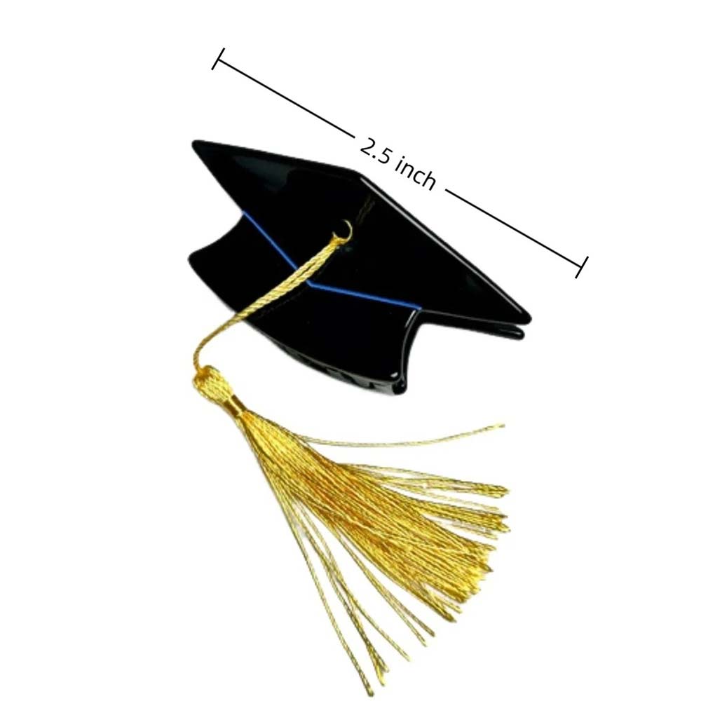 2X Graduation Cap Tassel Hair Clip - Mini Graduation Cap Hair Claw for Graduation Decor