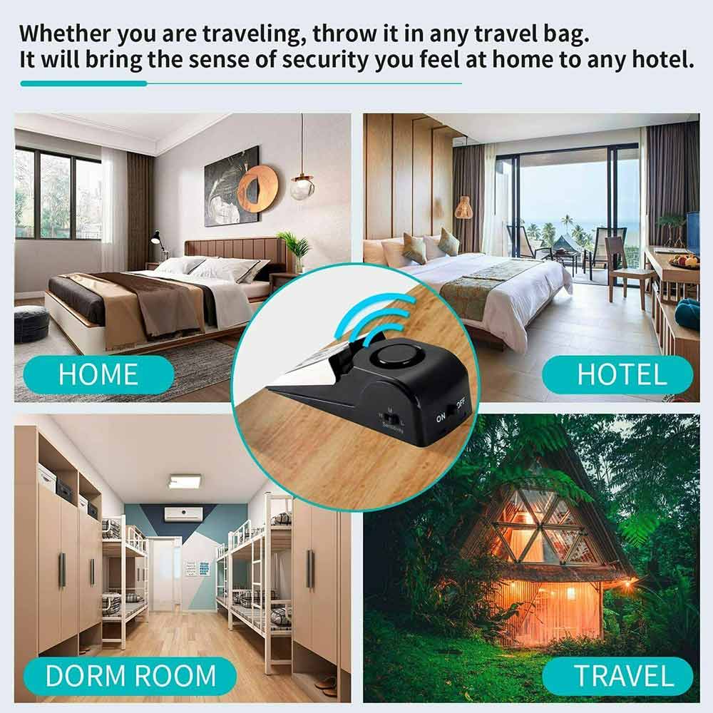 Home Security Wedge Door Stop Alarm System Device Intruder Alert Detection