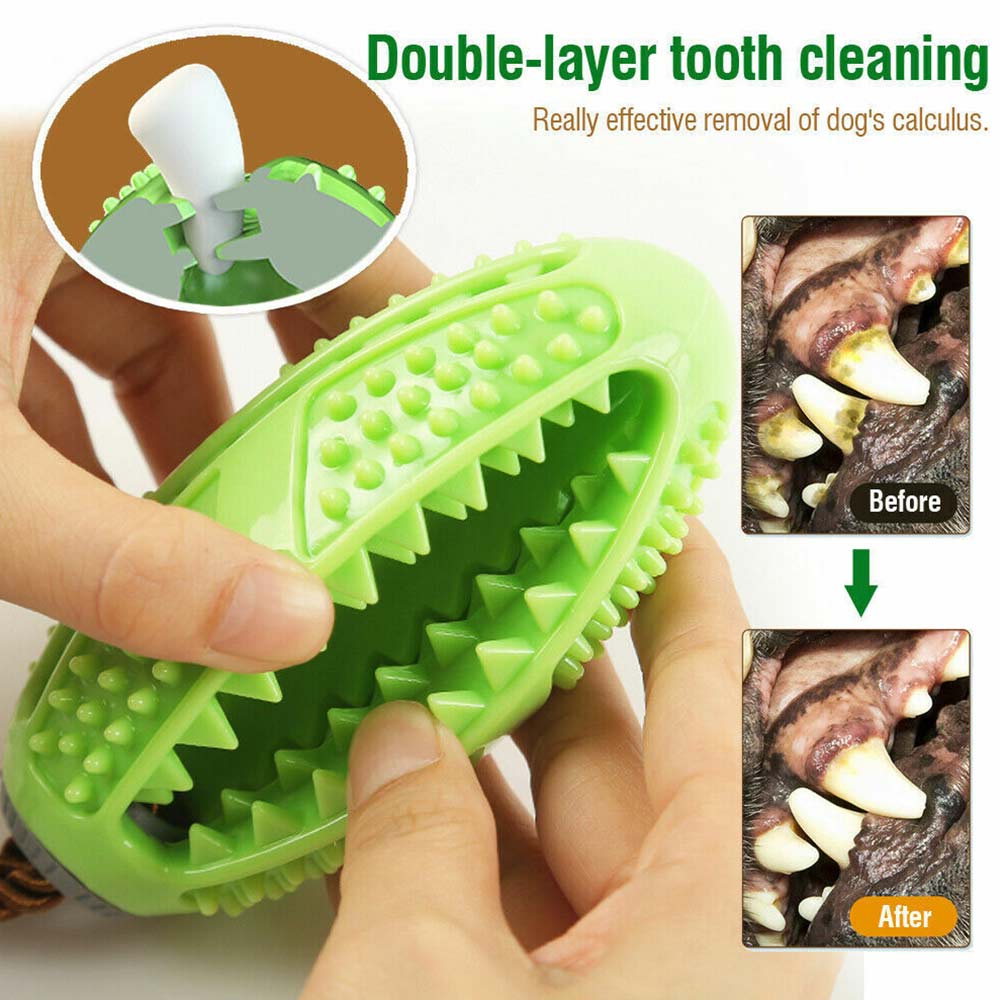 Dog Treat Balls Interactive Toothbrush Chew Toys Cleaning Food Dispenser Feeder