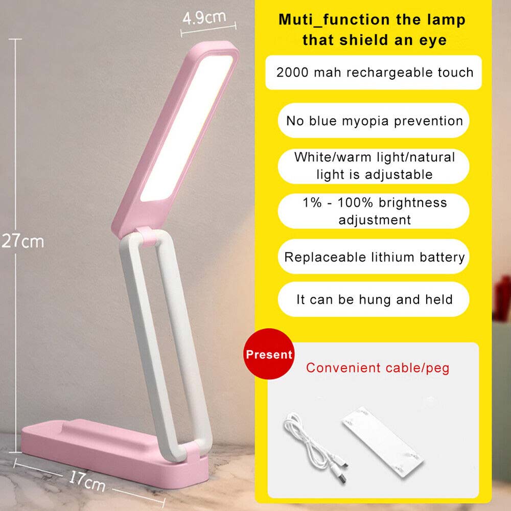 Foldable LED Desk Table Lamp Touch Dimmable Bedside Reading Study Night Light