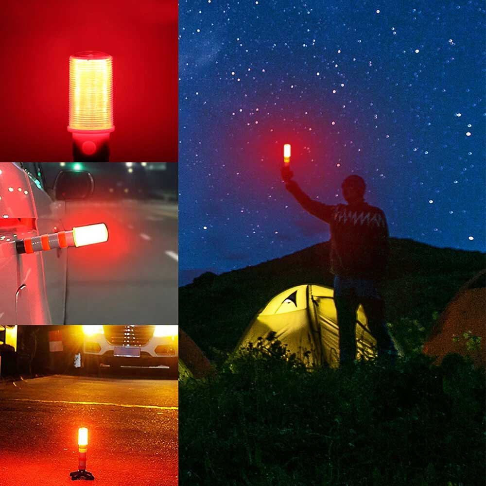 2PCS LED Car Emergency Warning Lights - Roadside Strobe Flares & Safety Beacons