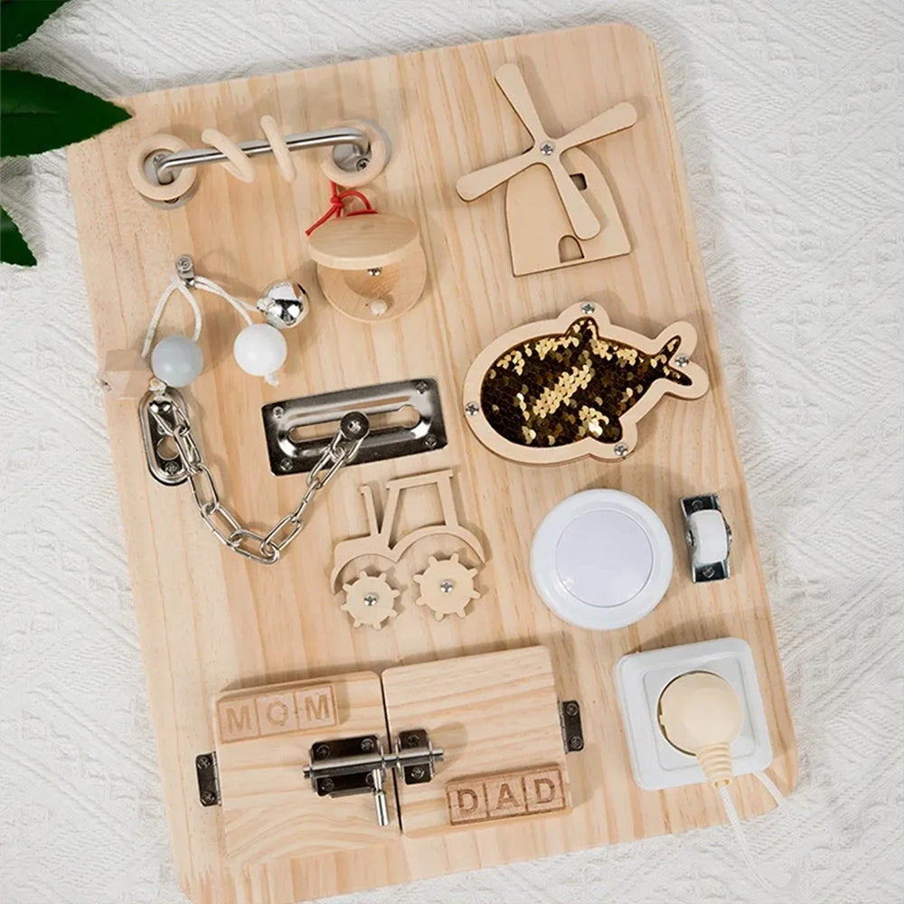 Montessori Busy Board - Educational Fidget Sensory Activity Board for Early Development