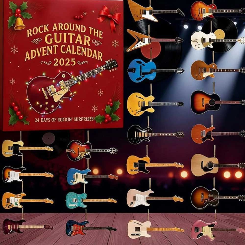 2025 Rock 'n' Roll Guitar Advent Calendar - 24 Days of 2D Flat Acrylic Guitar Ornaments