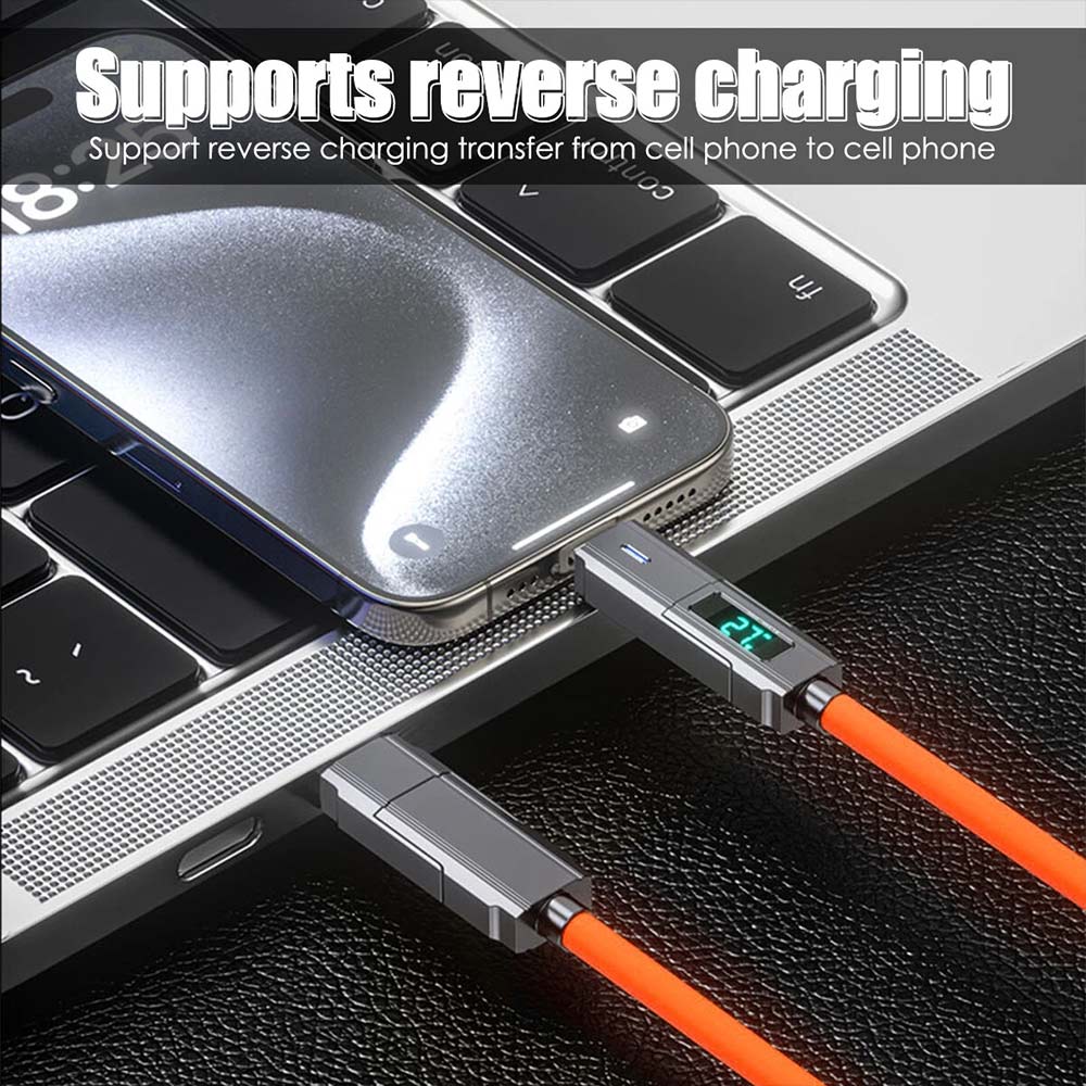 4-in-1 Digital Display USB-C PD Fast Charging Cable 100W for iPhone Android
