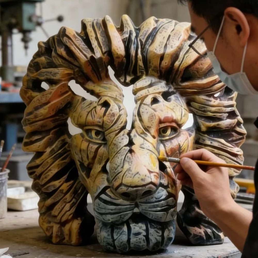 Resin Lion Head – Home Decor Sculpture, Contemporary Animal Ornament for Table Display
