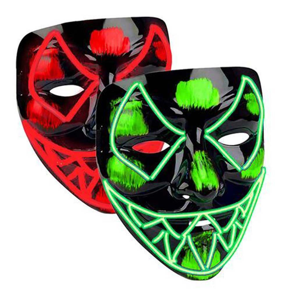 Halloween LED Purge Mask Glow in Dark Light up Costume Scary Rave Cosplay Mask