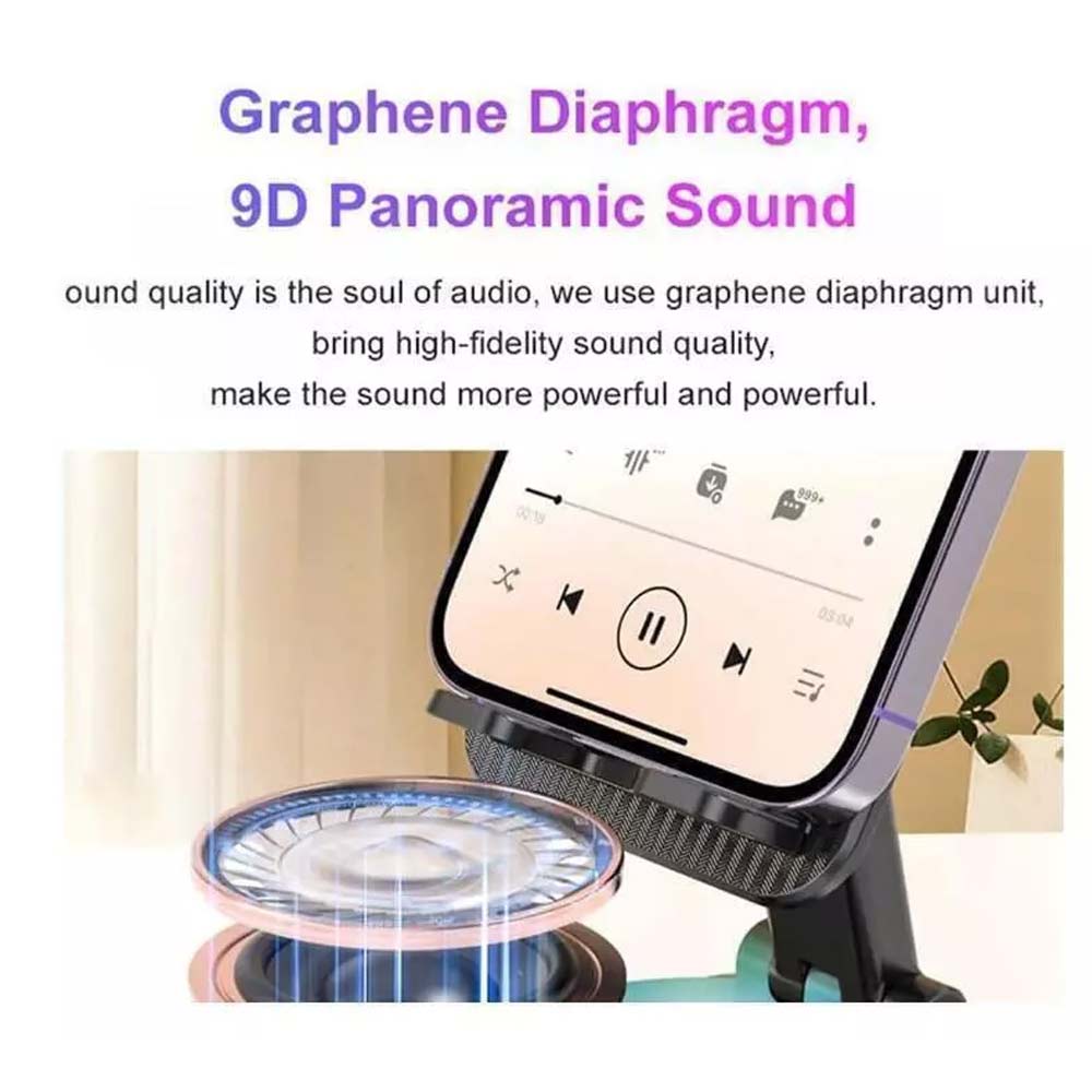 3In1 Foldable Cell Phone Stand with Wireless Bluetooth Speaker, Bluetooth Audio Power Phone Holder