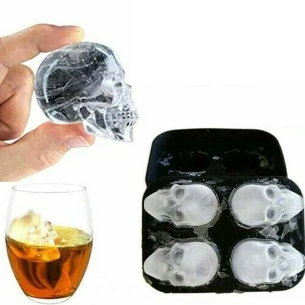 Skull Shape 3D Ice Cube Mold - Silicone Tray for Jelly, Chocolate, Party Drinks