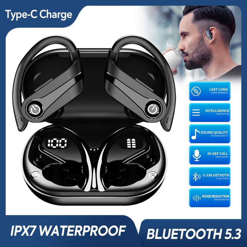 Wireless Earphones Bluetooth 5.3 Earbuds Headphones Sports Stereo Ear Hook