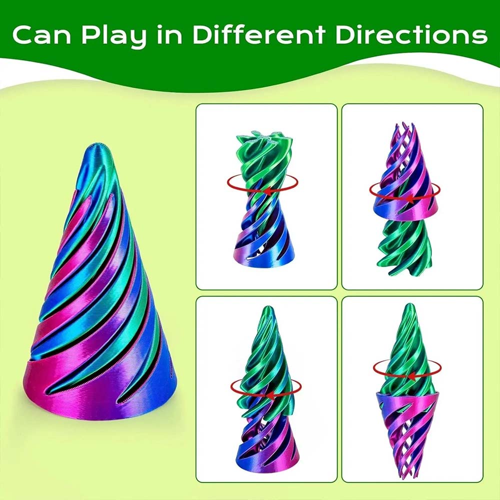6 Pack Spiral Cone Fidget Toys – 3D Printed Impossible Pass-Through Anxiety Relief Set