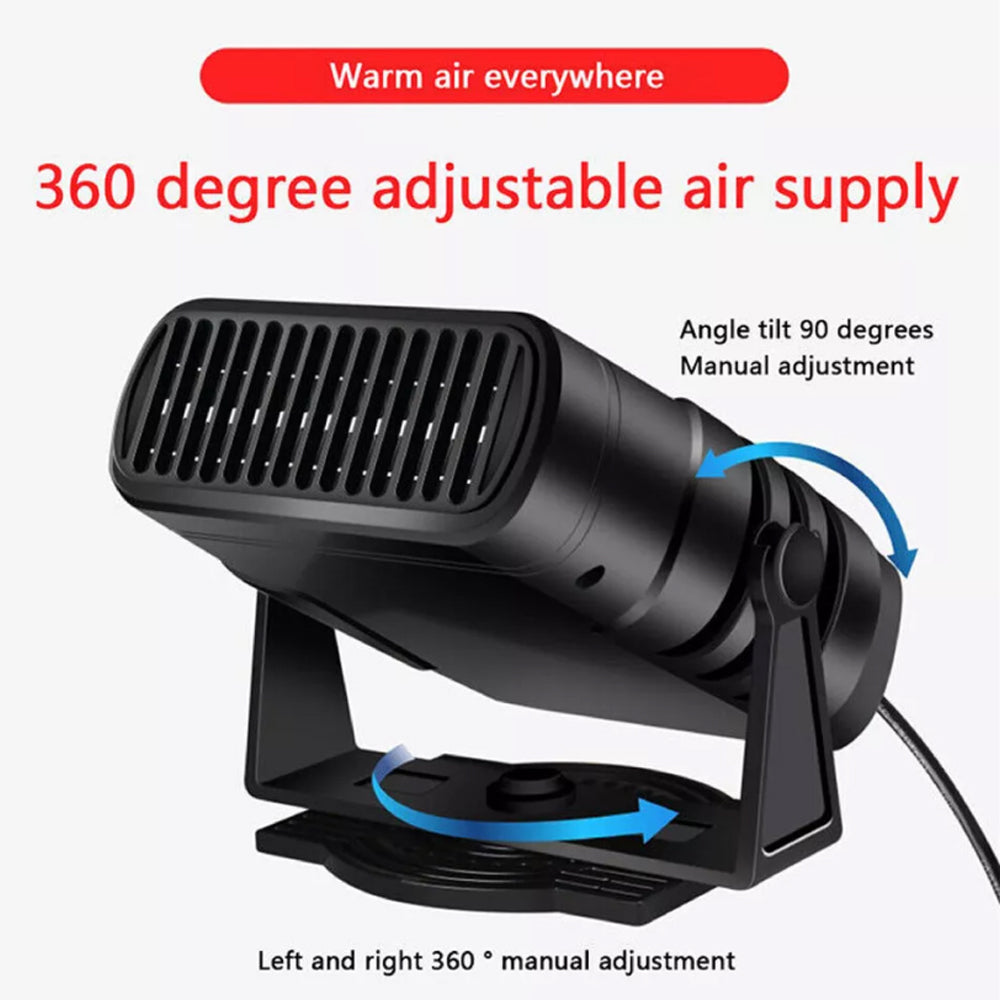 24V Car Fan Heater Portable Vehicle Heating Windscreen Defroster Demister 200W