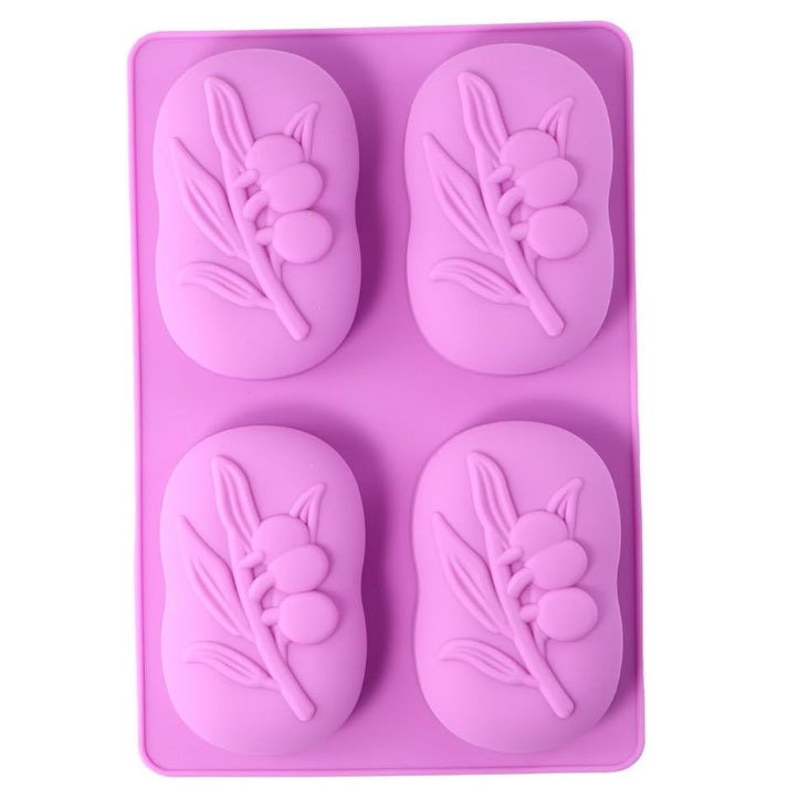 4 Cavity Craft Tools Olive Tree Shape Silicone Mould Handmade Cake Soap Mold AU
