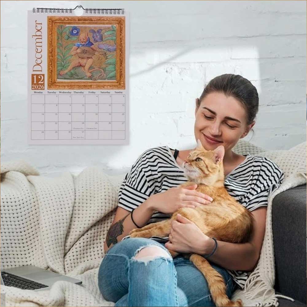 2026 Weird Medieval Cats Calendar - Funny Ugly Cat Art Gag Wall Calendar