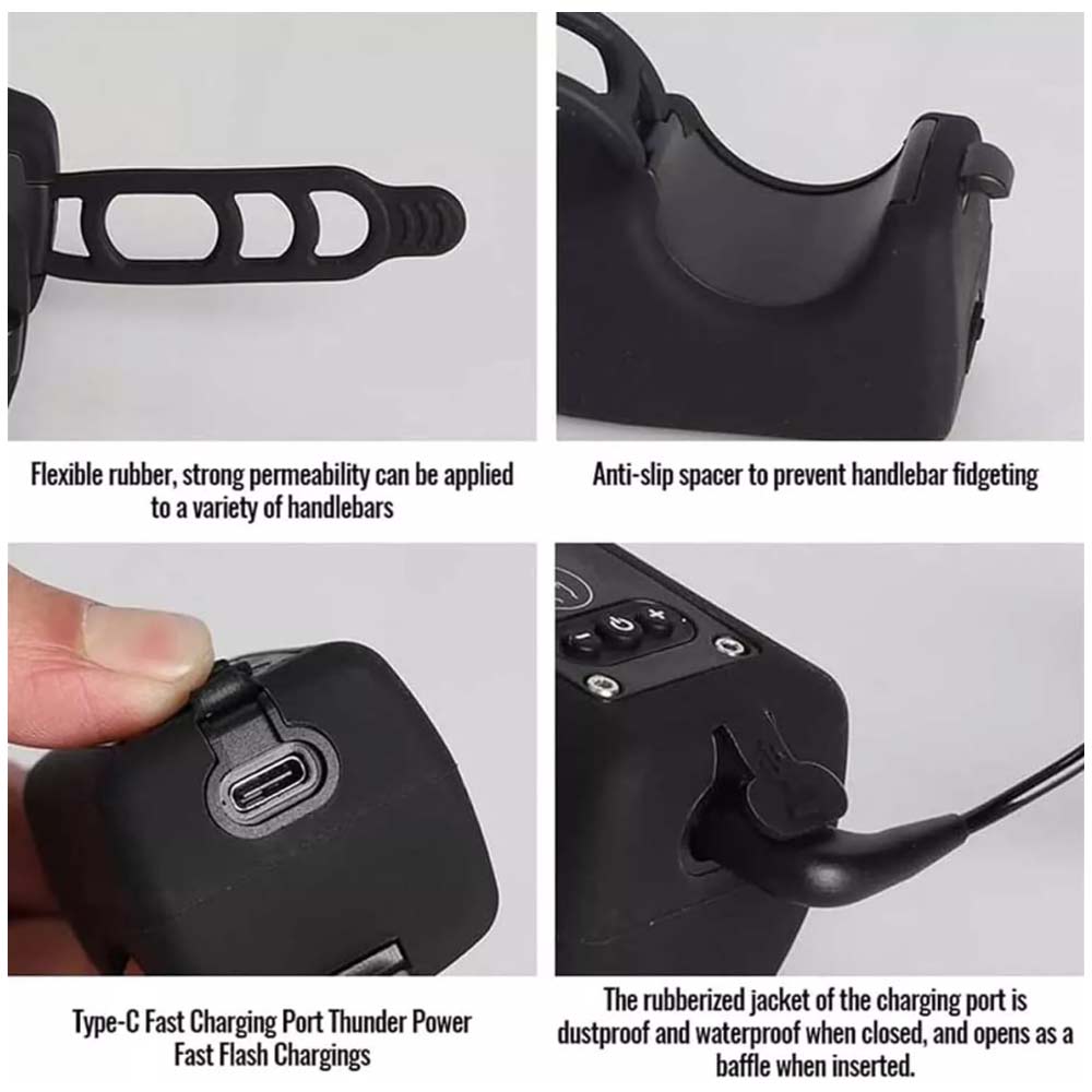 USB Bike Horn Mountain Bike Electronic Horn Bell Mountain Bike Light Bike Accessories-Black