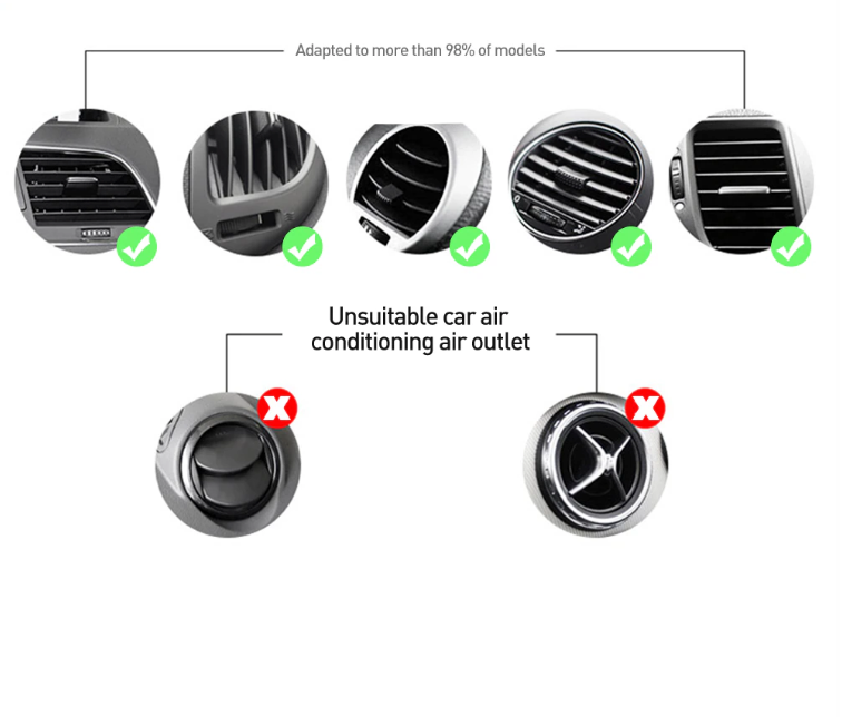 Round Car Magnetic Vent Mount Hook Design Compatible with Magsafe Black