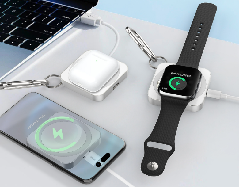 3-in-1 Wireless Charging Pad with MagSafe Portable silver