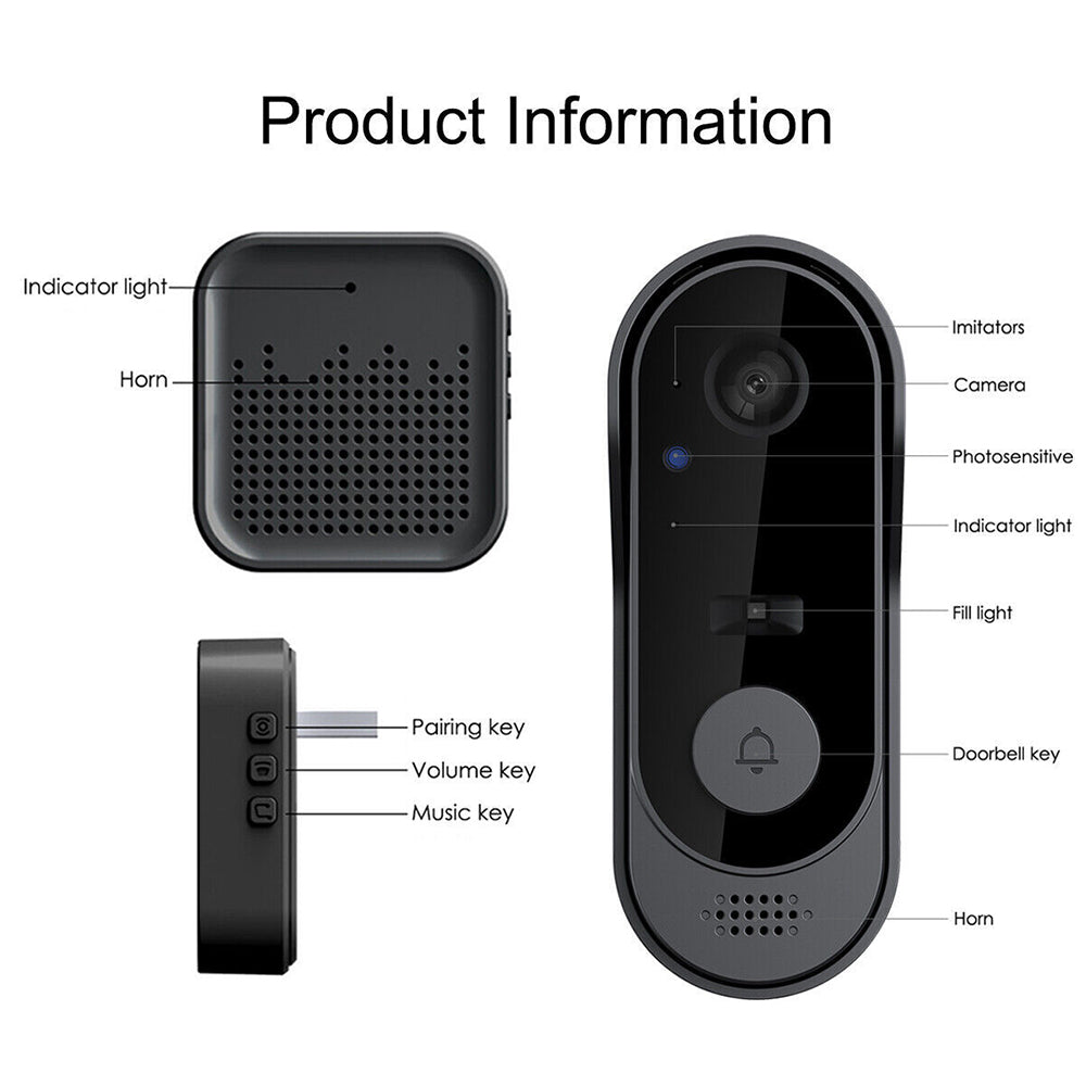 Wireless Smart Video Doorbell WiFi Tuya Security Camera Bell Phone Door Ring