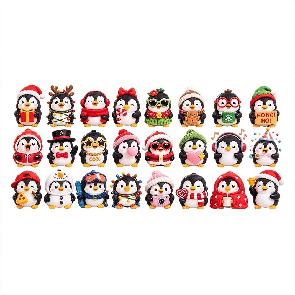 Christmas Countdown Calendar – 24-Day 3D Penguin Animal Figure Decor Set