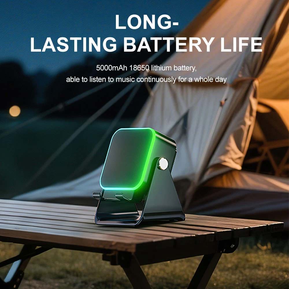 Mini Induction Speaker with Phone Stand - 5-in-1 Wireless Bluetooth Audio & Light