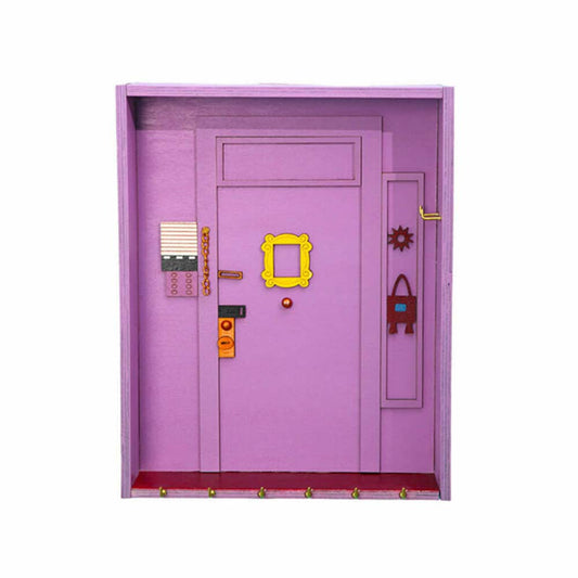 Wooden Purple Door Key Holder Hooks Wall Decor Hanger Entryway Shelf Box