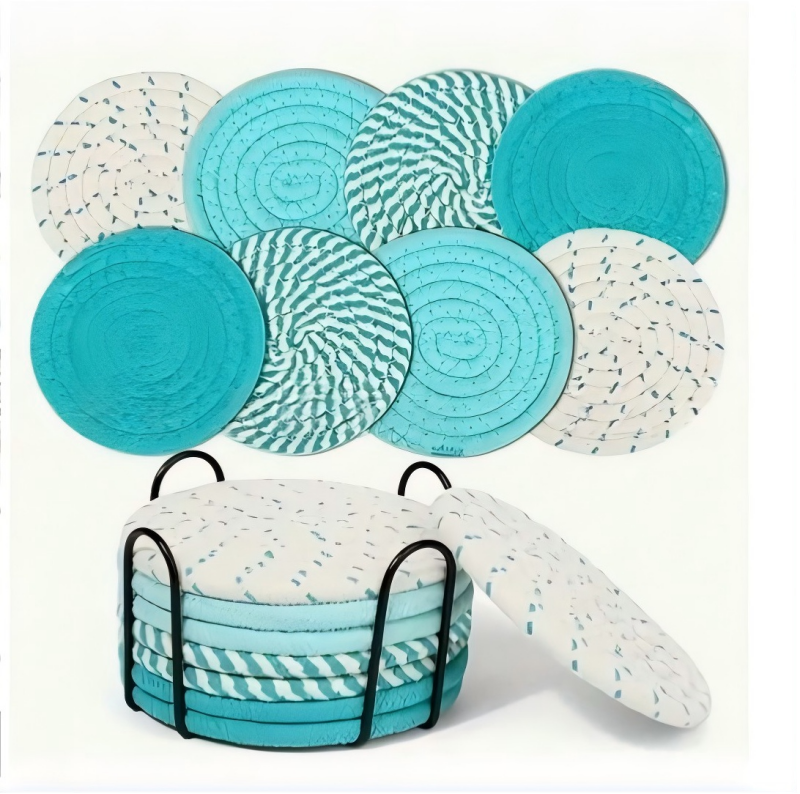 8-Piece Cup Coaster Set – Non-Woven Heat Resistant Mat with Non-Slip Iron Frame