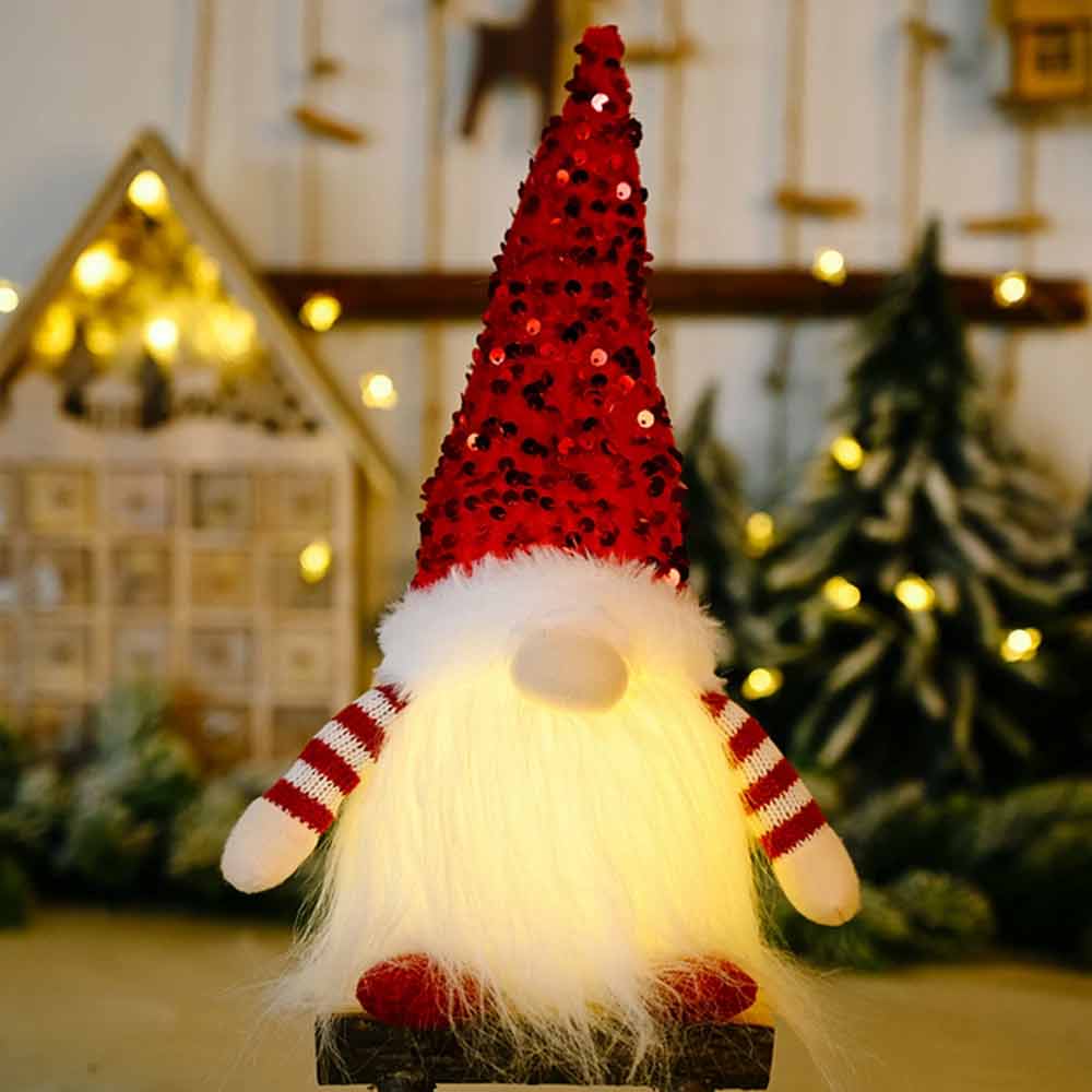 3 Pack Christmas Gnome Lights – Santa Gnomes with Bling Hats, Table Decor