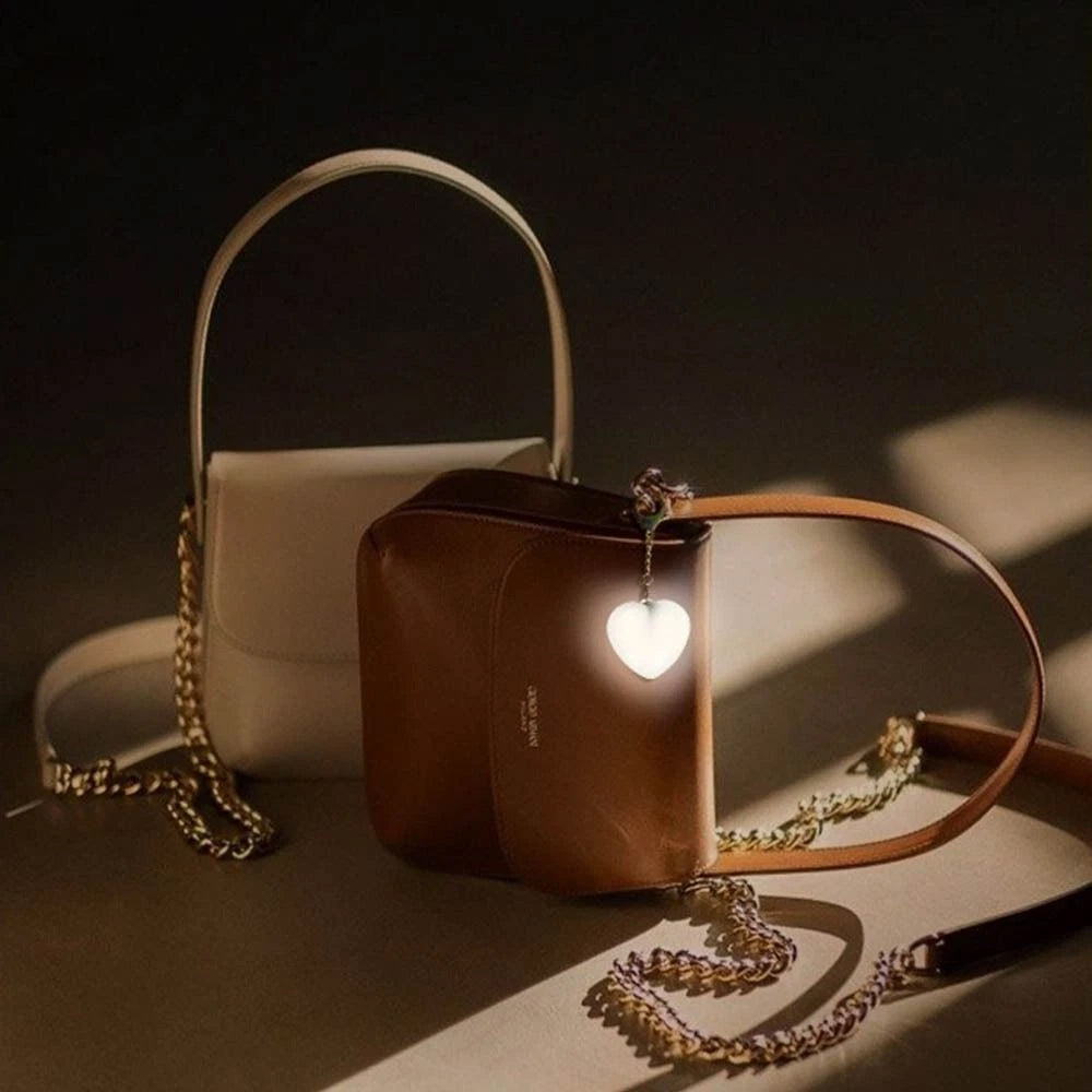 2x Rechargeable Heart Shape LED Light - Touch Sensitive Bag Keychain Flashlight