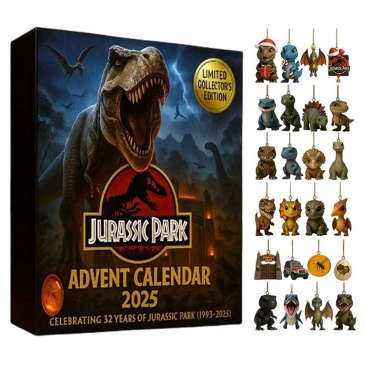 Jurassic Park 2025 Advent Calendar - 24 Days of Prehistoric Countdown with 2D Dinosaur Acrylic Ornaments