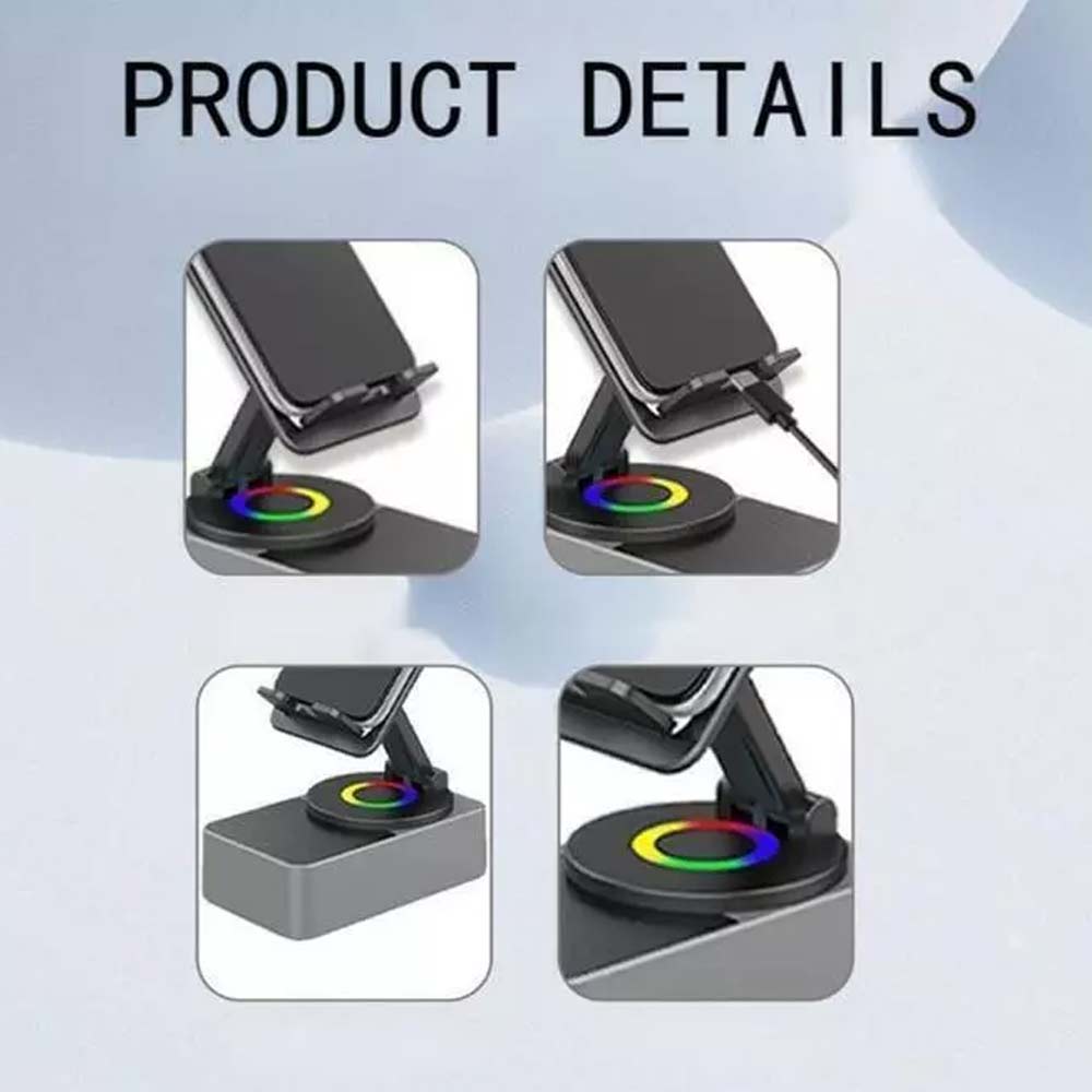 3In1 Foldable Cell Phone Stand with Wireless Bluetooth Speaker, Bluetooth Audio Power Phone Holder