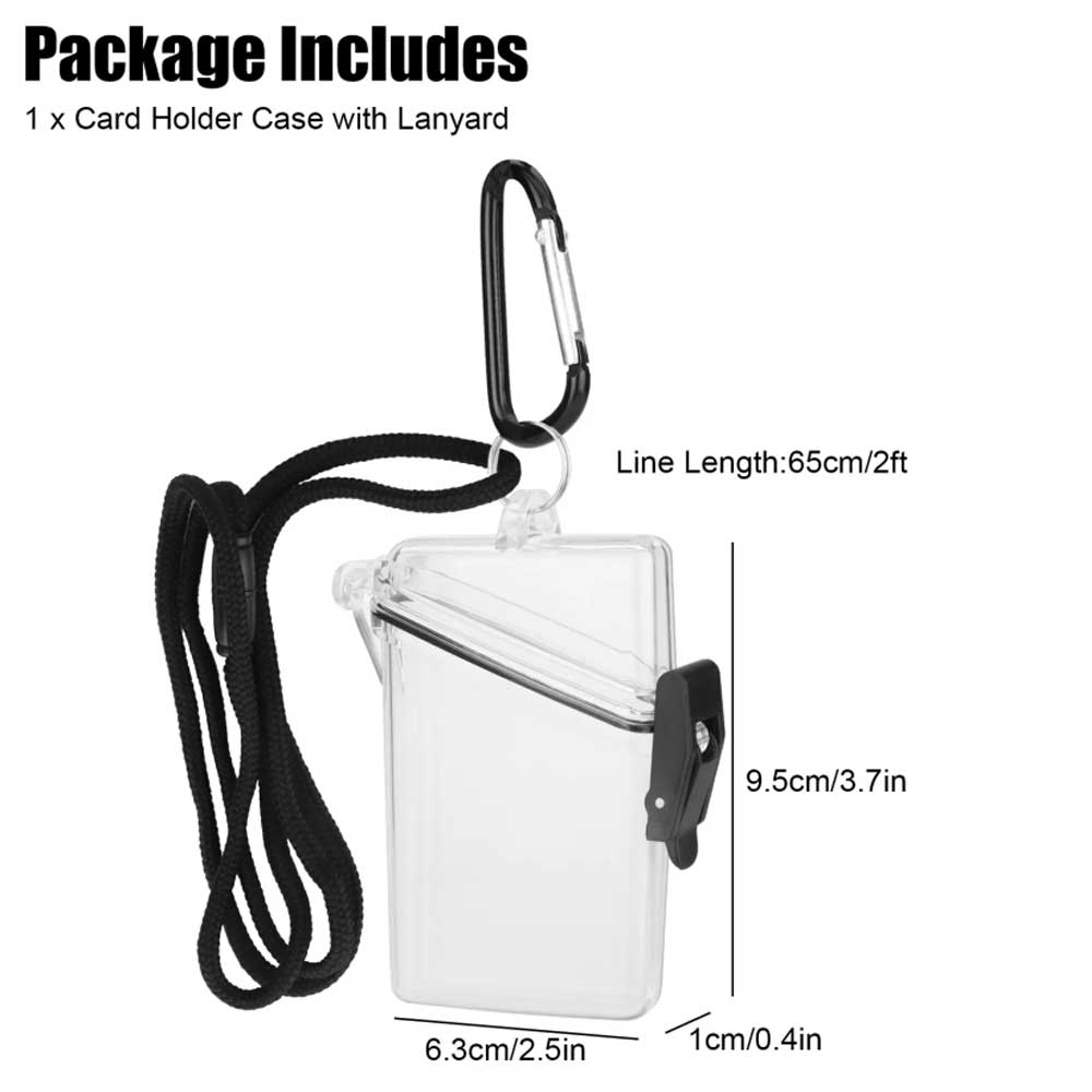 Waterproof Sport Case Portable Key Cash Work ID Card Holder Badge w/Lanyard+Clip
